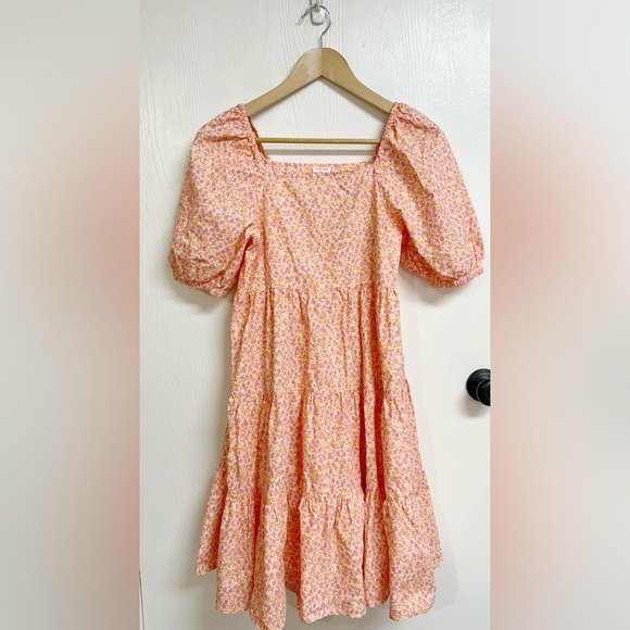 Crewcuts Girls' Puff-Sleeve Tiered Dress in Ditsy Floral Size 14 - Picture 3 of 6